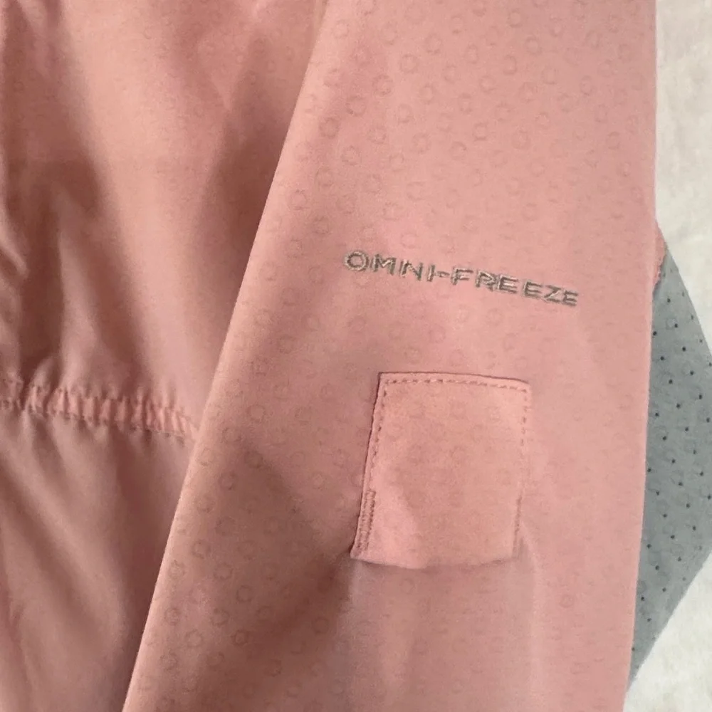 Columbia Women's Pink and Gray Shirt Omni Fishing Shirt Long Sleeve XL